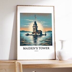 Istanbul Wall Decoration, Maiden&#39;s Tower, Istanbul Travel Poster, Istanbul Traveller, Artful Art Gift, Home Decor, Wall Art, Home Gifts