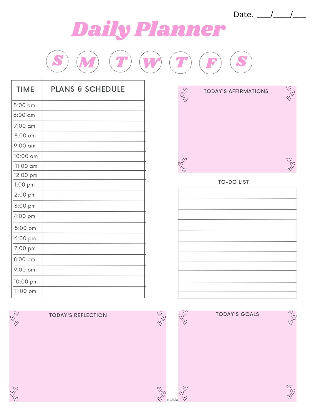 Pink Girly Daily Planner - Etsy