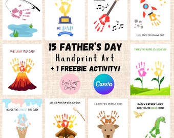 Father's Day Handprint Art Bundle: 15 DIY Crafts (Printable)