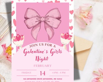 Invitación editable para el Día de Galentine: Noche de chicas (descarga instantánea)