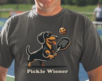 Hund spielen Pickleball lustiges T-Shirt | Pickle Dackel Hund | Dackel Papa
