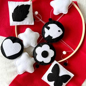 Simple Montessori Black and White High-Contrast Colors Felt Handmade Baby Mobile  for Crib or Changing Table Personalized