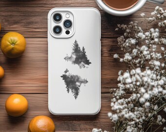 Wald, Aquarell, Spiegelung, friedlicher Moment Gefühl Telefonhülle | Handyhülle - Ruhiges Aquarell Wald Design - iPhone & Samsung