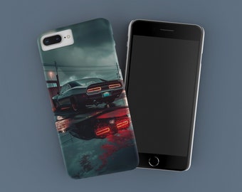 Blur of the Tail Lights - Bold Vintage Car Phone Case / Phone Cover - Retro Car with Rainy Night Reflection Design - iPhone & Samsung