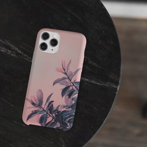 Pastel, Soft Pink, Botanical, Minimalist Twilight Leaves Phone Case / Phone Cover - Aesthetic Elegant Plant Design - iPhone & Samsung