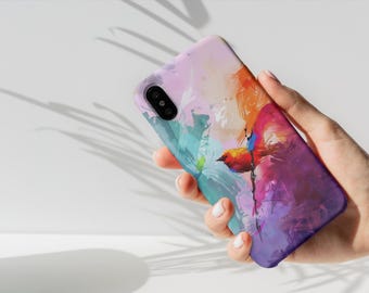 Little, Pretty, Colourful, Vibrant Abstract Art Bird Phone Case / Phone Cover - Artistic Bird Design - iPhone & Samsung