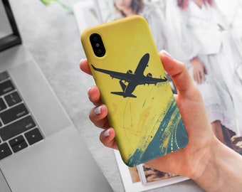Skybound, Adventure, Jet-Setting, Travel Inspired Phone Case | Airplane Take-Off Design Phone Cover - Fits iPhone & Samsung