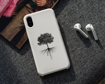 Minimalistisch, Monochrom, einfach, elegant, von der Natur inspirierte Deep Roots Handyhülle / Handyhülle - Baum des Lebens Design - iPhone & Samsung