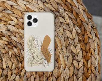 Friedlich, Einsamkeit, Moment der Stille, Single Line Art Phone Case | Line Art Sketch Design Handyhülle - Passend für iPhone & Samsung