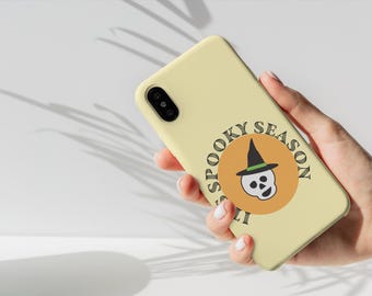 Halloween Thema, Skelett, Hexe, Hexenhut, Orange und Schwarz Handyhülle | Es ist Spooky Saison Design Handyhülle - Passend für iPhone & Samsung