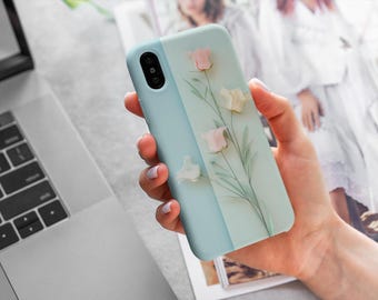 Wallflower, Simple, Beautiful, Simplistic, Pastel, Elegant Flower Phone Case | Flowers on the Wall Design Phone Cover -  iPhone & Samsung