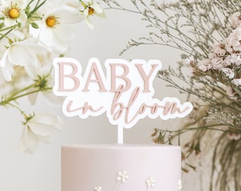 Baby in Bloom Acrylic Baby Shower Cake Topper | Baby Shower Party Decorations, Gender Reveal, Birth Announcement, Custom Baby Cake Topper