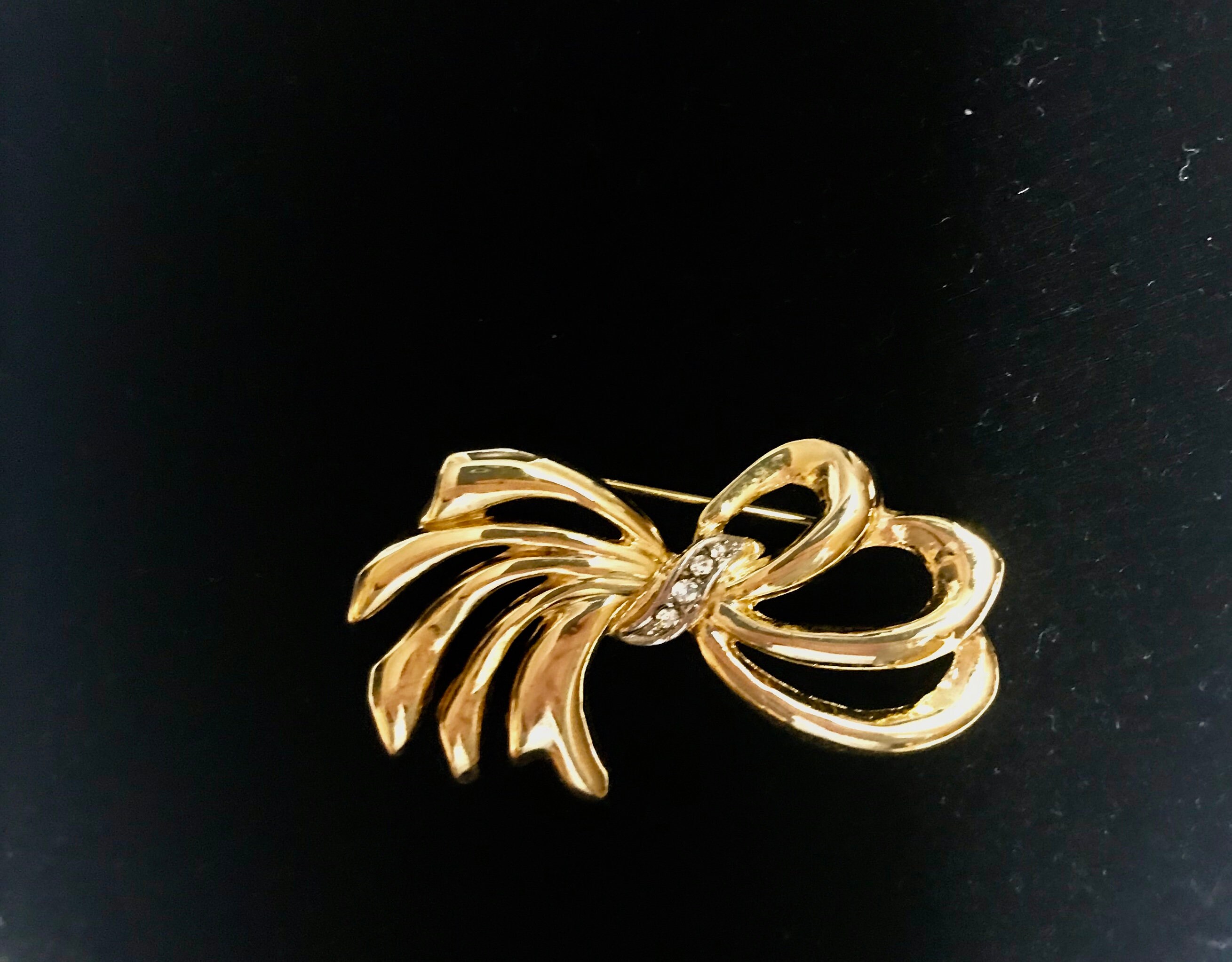 Swarovski Bow Ribbons Gold Tone With Crystals Pin/brooch - Etsy