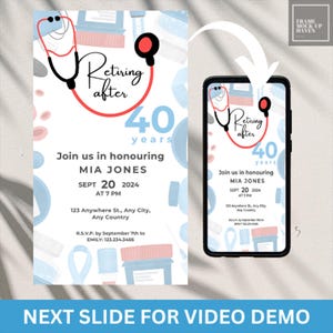 de Invitation départ à la retraite pour une infirmière | de départ pour la retraite d'infirmière | Invitation départ à la retraite de médecin | Médecin à la retraite | Medic-retraite RT03