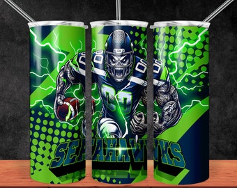 Seahawk 20oz Skinny Tumbler Sublimacja Wzory, 20oz Skinny Tumbler do Prosto Png, Tumbler Wrap PNG Cyfrowe Pobieranie