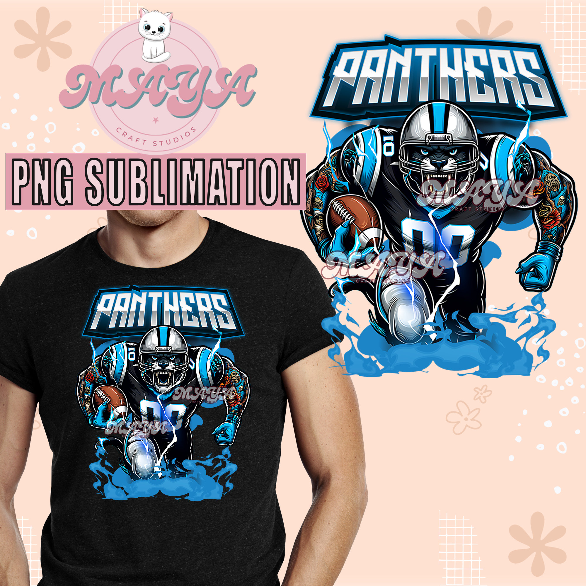 Panther  Mascot PNG Sublimation,  Team Clipart, Printable Design, Game Day Shirt, Sport Dad PNG,  Mom Gift
