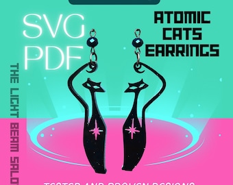 Arquivos digitais SVG/PDF de brincos/pingentes de gatos atômicos • Testado pela Glowforge