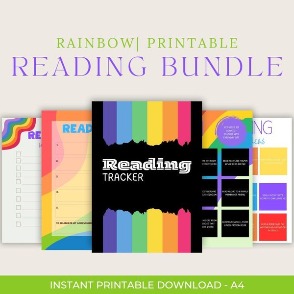 RAINBOW READING PLANNER | Kids Reading Planner | Teens Reading Planner | Reading Goals | Reading Activities | Rainbow | Pride