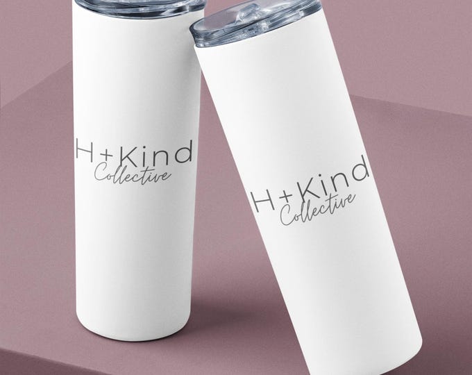 Featured listing image: Human Kind Collective Tumbler | 20oz Stainless Steel Travel Cup | Minimalist Brand Tumbler | Insulated Cup Gift | Kindness Tumbler