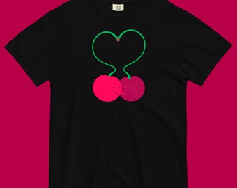 Unisex 100% cotton heavyweight t-shirt with cherry art