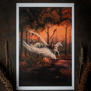 Vanishment Signed Art Print by Sam McKinnon - sorcery contested realm, knight art, fantasy, fantasy art, medieval, whimsical, lake, sorcery