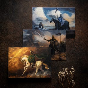 Set van 3 op Lord of The Rings geïnspireerde wenskaarten van Sam McKinnon - lotr art card, rohan, numenor, gondor, dol amroth, mystieke kunstkaart,