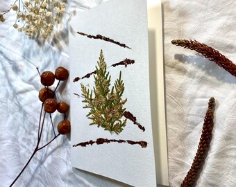 Christmas card, St. Nicholas card, greeting card, winter card, Christmas greeting card, pressed flowers, flower card, gold leaf, Christmas tree card, syllable