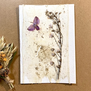 Carte de vœux avec fleurs pressées, carte d'anniversaire, carte de félicitations, vraies fleurs, carte, vraies fleurs, carte cadeau, printemps