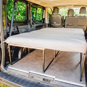 Transporterbett aus Eisen und Holz – Modulares Schlafsofa mit verschiebbarer Kammkonstruktion für Vivaro, Caddy, Kangoo, Mercedes Vito, Volkswagen T, Ford usw. Bild 9