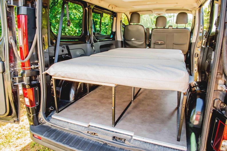 Transporterbett aus Eisen und Holz – Modulares Schlafsofa mit verschiebbarer Kammkonstruktion für Vivaro, Caddy, Kangoo, Mercedes Vito, Volkswagen T, Ford usw. Bild 9