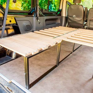 Transporterbett aus Eisen und Holz – Modulares Schlafsofa mit verschiebbarer Kammkonstruktion für Vivaro, Caddy, Kangoo, Mercedes Vito, Volkswagen T, Ford usw. Bild 5