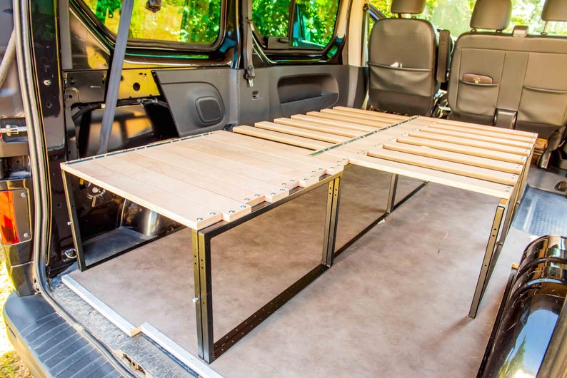 Transporterbett aus Eisen und Holz – Modulares Schlafsofa mit verschiebbarer Kammkonstruktion für Vivaro, Caddy, Kangoo, Mercedes Vito, Volkswagen T, Ford usw. Bild 5