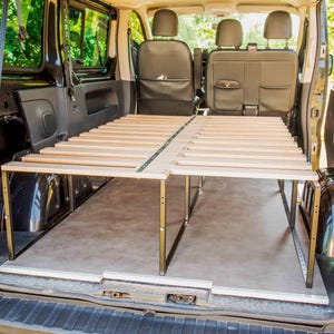 Transporterbett aus Eisen und Holz – Modulares Schlafsofa mit verschiebbarer Kammkonstruktion für Vivaro, Caddy, Kangoo, Mercedes Vito, Volkswagen T, Ford usw. Bild 3