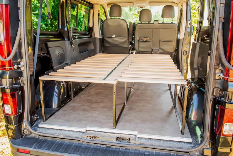 Transporterbett aus Eisen und Holz – Modulares Schlafsofa mit verschiebbarer Kammkonstruktion für Vivaro, Caddy, Kangoo, Mercedes Vito, Volkswagen T, Ford usw. Bild 3