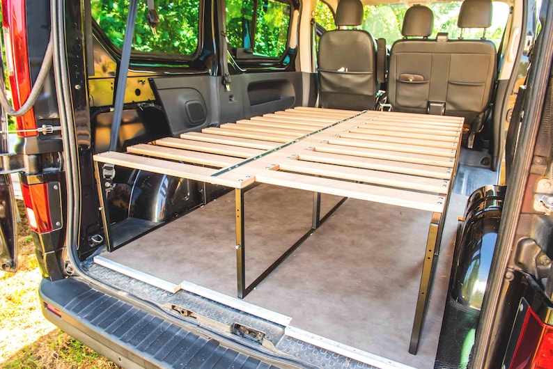 Transporterbett aus Eisen und Holz – Modulares Schlafsofa mit verschiebbarer Kammkonstruktion für Vivaro, Caddy, Kangoo, Mercedes Vito, Volkswagen T, Ford usw. Bild 6