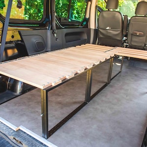 Transporterbett aus Eisen und Holz – Modulares Schlafsofa mit verschiebbarer Kammkonstruktion für Vivaro, Caddy, Kangoo, Mercedes Vito, Volkswagen T, Ford usw. Bild 4