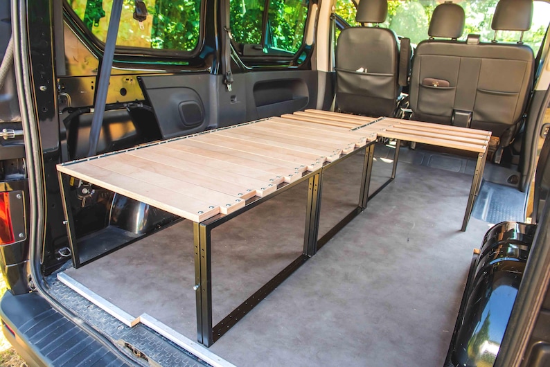 Transporterbett aus Eisen und Holz – Modulares Schlafsofa mit verschiebbarer Kammkonstruktion für Vivaro, Caddy, Kangoo, Mercedes Vito, Volkswagen T, Ford usw. Bild 4