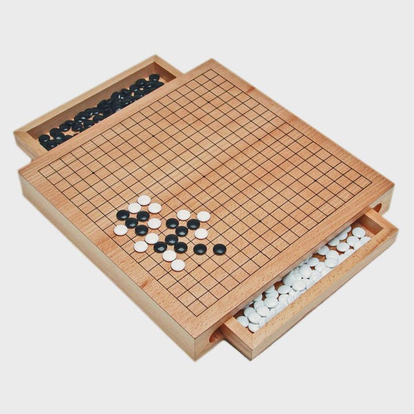 Wooden Go Board Game Set, Modern Minimalist Classic Game with Drawer Storage