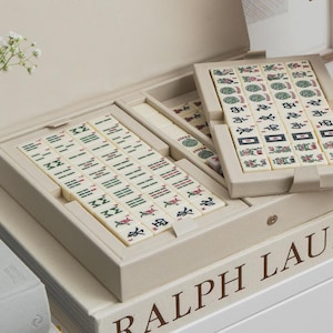 Juego de Mahjong de lujo de piel sintética, juego de Mahjong americano, con fichas de melamina. imagen 6