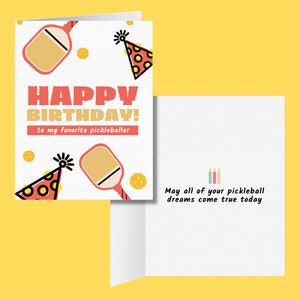 Gelukkige verjaardag aan mijn favoriete Pickleballer wenskaart, schattige Pickleball verjaardagscadeau en kaarten, moderne Pickleball Bday Card voor hem en haar