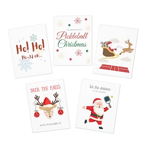 Bundelset Merry Christmas Pickleball-wenskaarten (5 stuks), feestelijke Pickleball-cadeauset, beste kerstkaarten Pickleball