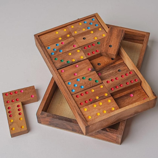 Colorful Wooden Dominoes Set