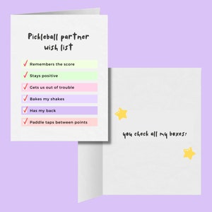 Pickleball Partner Wish List wenskaart, leuke grappige Pickleball geschenken, unieke kaarten voor augurk Ballers voor verjaardagen, Valentijnsdag, feestdagen
