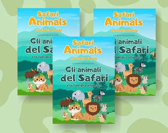 Animali da safari / Libro digitale per bambini italiano inglese / Libri bilingue / Bed Time Story / Per menti curiose / Libro per bambini stampabile