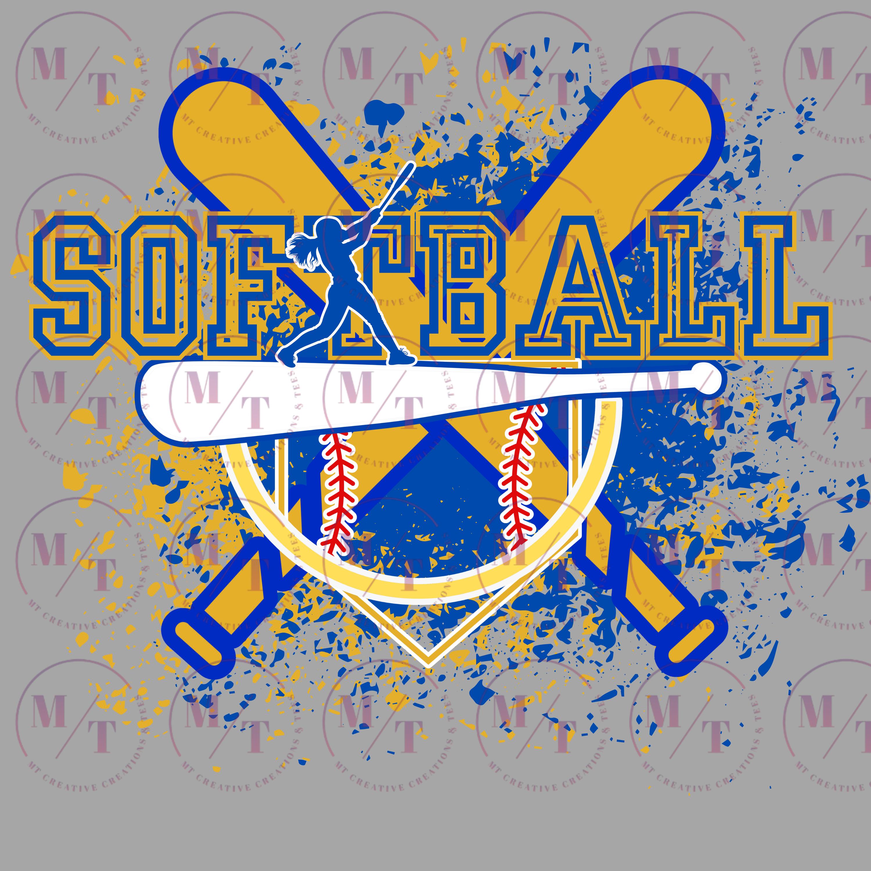 Softball Blue and Gold PNG FILE - Etsy