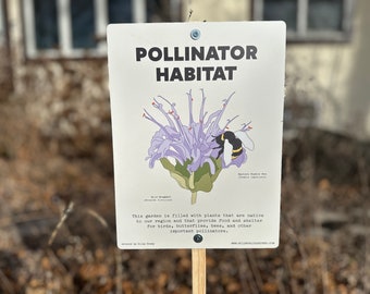 Native Plant Garden Sign | Pollinator Habitat Sign | Pollinator Garden Sign | Native Plant Yard Sign | Cue to Care