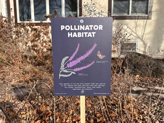 Native Plant Garden Sign | Pollinator Habitat Sign | Pollinator Garden Sign | Native Plant Yard Sign | Cue to Care