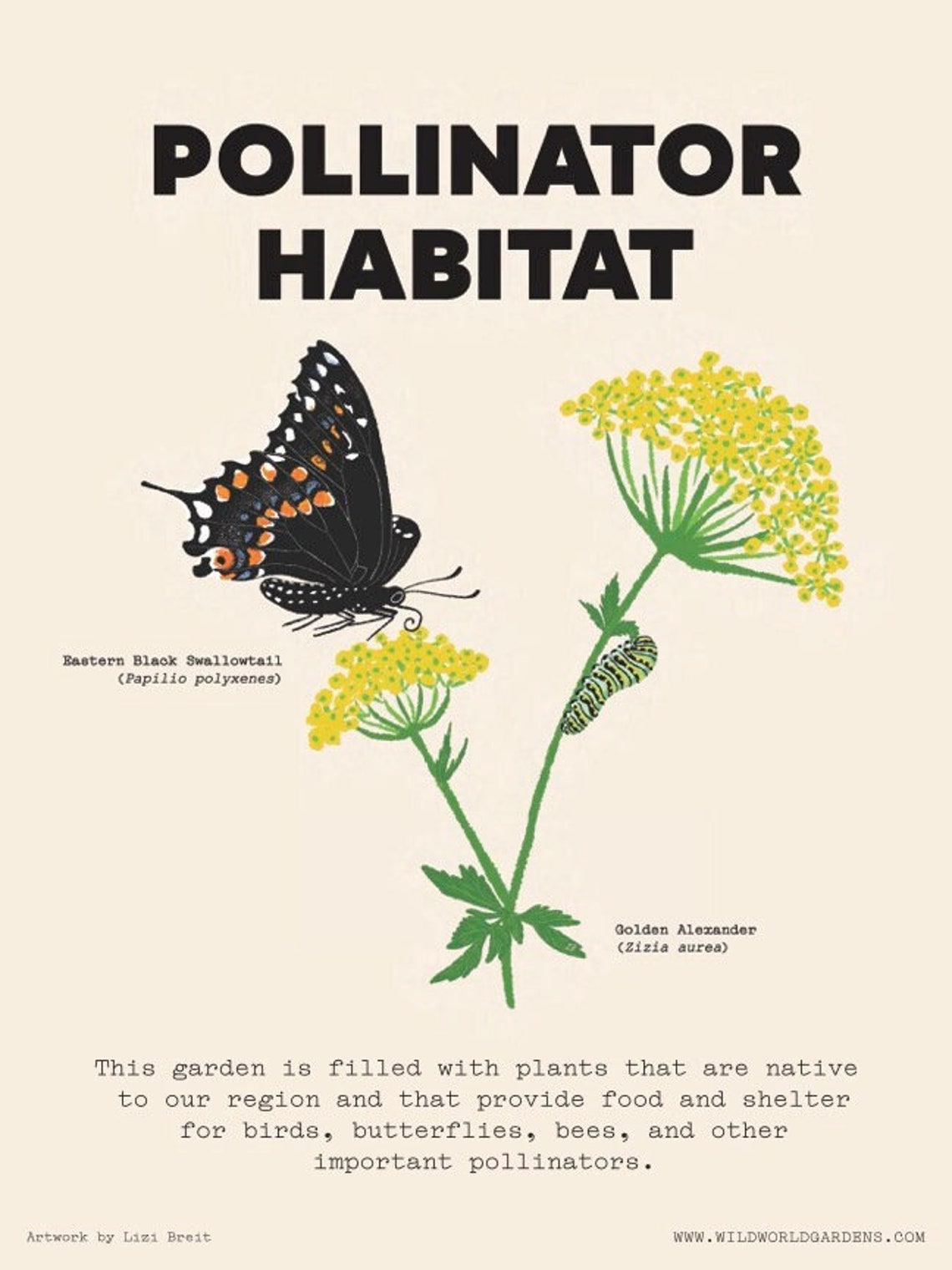 Native Plant Garden Sign Pollinator Habitat Sign Pollinator Garden Sign ...