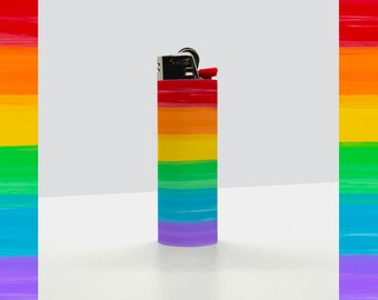 Rainbow Brushstroke Lighter | Gay Pride Bic Lighter | LGBTQ+ Lighter | Rainbow Lighter | Rainbow Unique Pride Merch Paintbrush Streaks