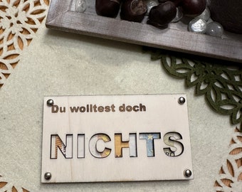 Holz Karte für Geldgeschenk „NICHTS“